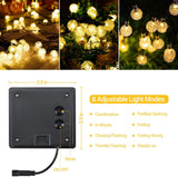 NOVEDEN 100-Bulb Warm White Solar String Lights with 8 Lighting Modes - Side View
