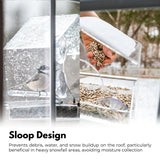 NOVEDEN Window Bird Feeder with Removable Tray Drain Holes and 4 Suction Cups (Transparent) - Side View