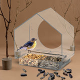 NOVEDEN Window Bird Feeder with Removable Tray Drain Holes and 4 Suction Cups (Transparent) - Low Angle