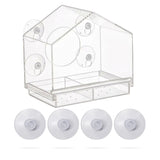 NOVEDEN Window Bird Feeder with Removable Tray Drain Holes and 4 Suction Cups (Transparent) - Extra Image