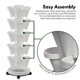 NOVEDEN 5 Tier Stacking Planter Vertical Garden with Heavy Duty Trolley Wheels (45cm) - Top-Down View