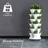 NOVEDEN 5 Tier Stacking Planter Vertical Garden with Heavy Duty Trolley Wheels (45cm) - 45-Degree Angle