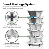 NOVEDEN 5 Tier Stacking Planter Vertical Garden with Heavy Duty Trolley Wheels (45cm) - Rear View
