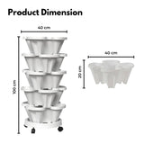 NOVEDEN 5 Tier Stacking Planter Vertical Garden with Heavy Duty Trolley Wheels (45cm) - Extra Image