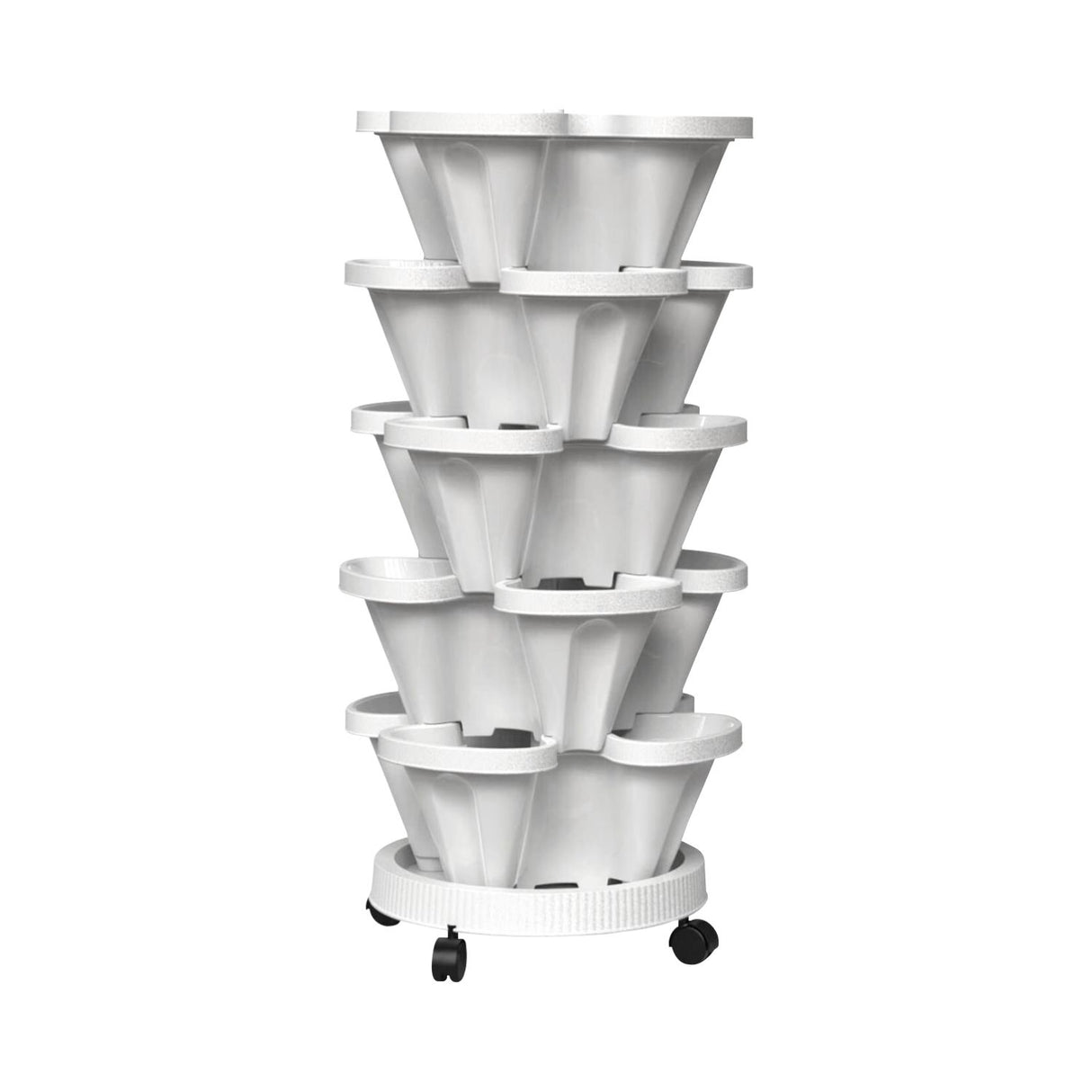 NOVEDEN 5 Tier Stacking Planter Vertical Garden with Heavy Duty Trolley Wheels (45cm)