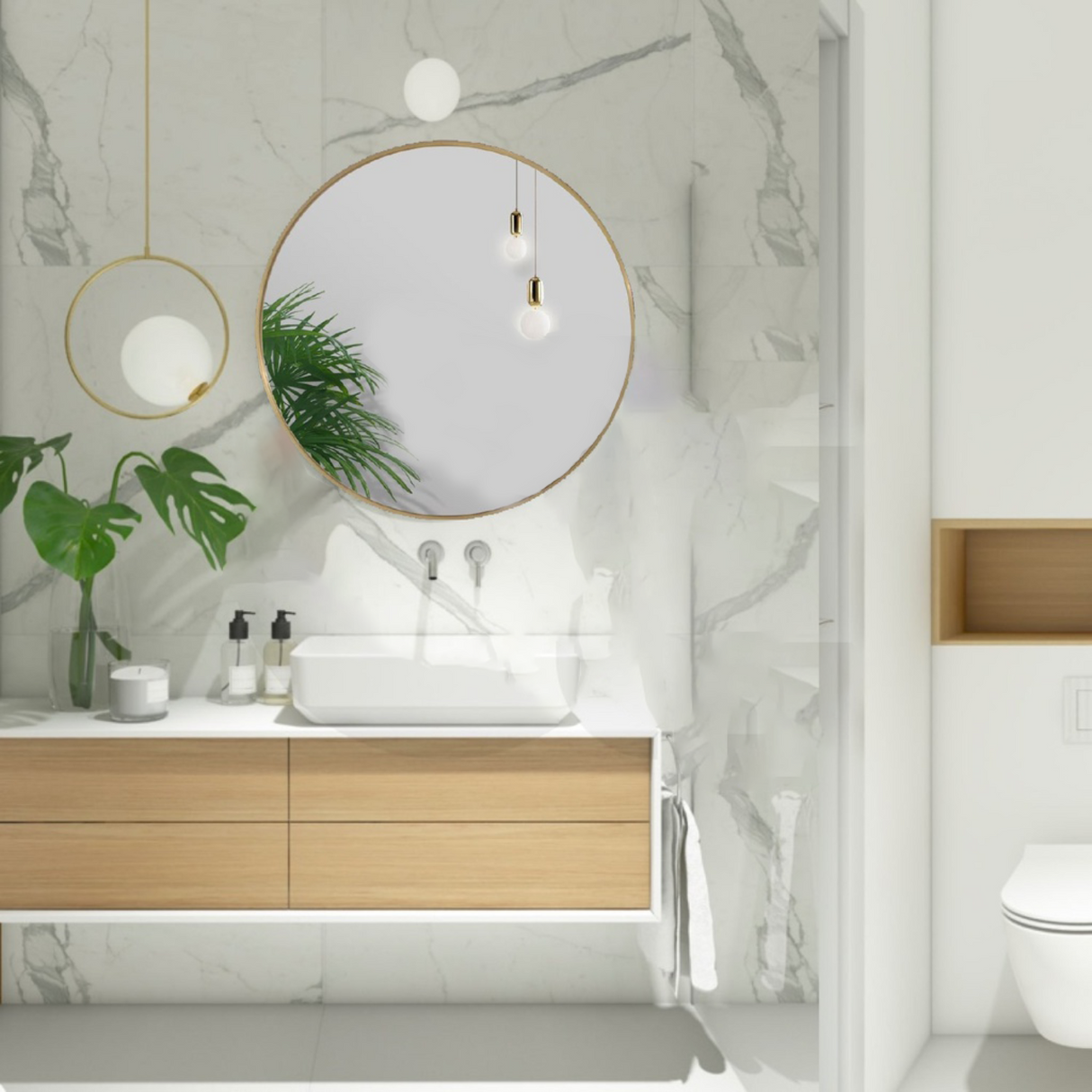 GOMINIMO 60cm Anti-Scratch Round Bathroom Mirror
