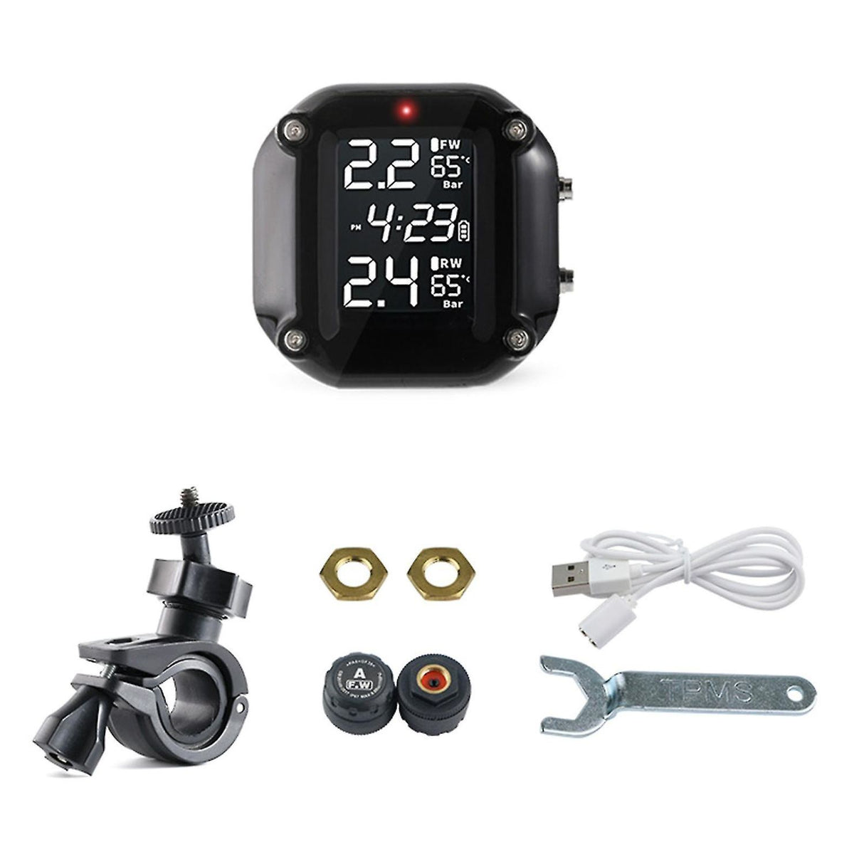 RYNOMATE Motorcycle Tire Pressure Monitoring System with Dual Sensors