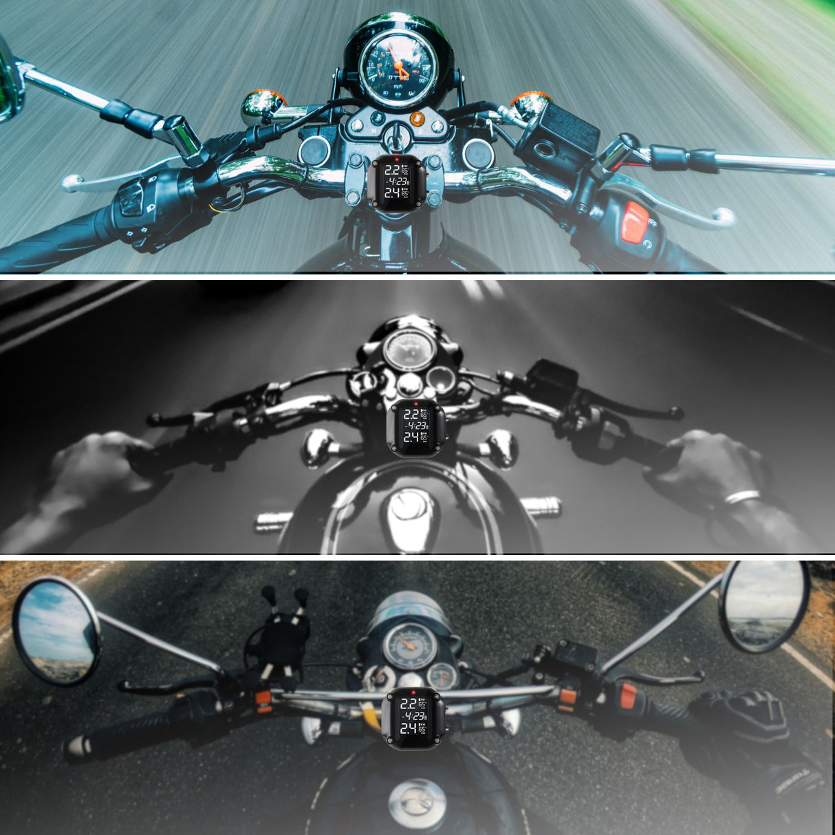 RYNOMATE Motorcycle Tire Pressure Monitoring System with Dual Sensors