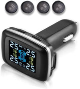 RYNOMATE 4-Sensor External Tire Pressure Monitoring System with LCD Display and Cigarette Lighter Charging