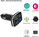 RYNOMATE 4-Sensor External Tire Pressure Monitoring System with LCD Display and Cigarette Lighter Charging - Front View