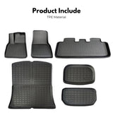 RYNOMATE Set of 6 Tesla Model-Y 2021-2024 Floor Mats (Black) - Close-Up Angle