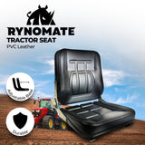 RYNOMATE Adjustable Universal Tractor Seat with Durable PU Leather and Thick Foam Padding (Black) - Front View
