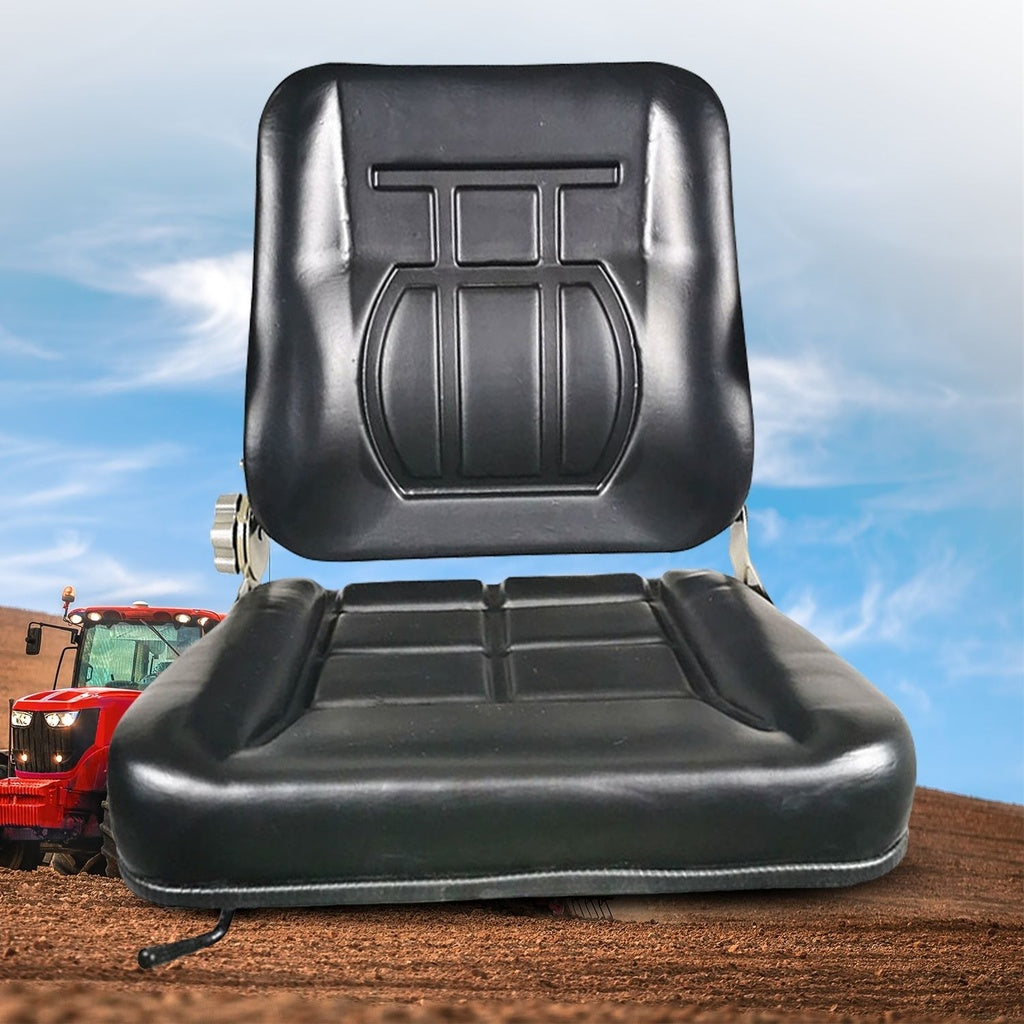 RYNOMATE Adjustable Universal Tractor Seat with Durable PU Leather and Thick Foam Padding (Black)