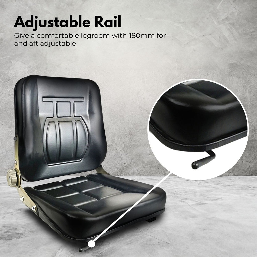 RYNOMATE Adjustable Universal Tractor Seat with Durable PU Leather and Thick Foam Padding (Black)