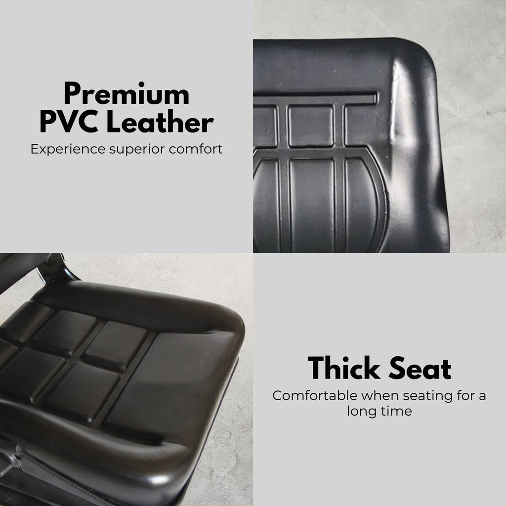 RYNOMATE Adjustable Universal Tractor Seat with Durable PU Leather and Thick Foam Padding (Black)