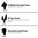 RYNOMATE Plumber Drain Snake Pipeline Sewer Cleaner with Drill Bit Tool (Black) - Close-Up Angle