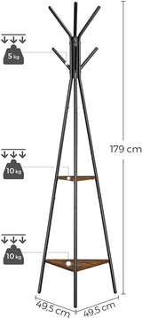 VASAGLE Vintage Coat Rack Stand Black - 45-Degree Angle