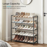 SONGMICS 5 Tier Shoe Rack Storage Organizer for 20-25 Pairs with 4 Hooks Rustic Brown LMR035B01 - Side View