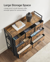 SONGMICS Dresser for Bedroom Chest of Drawers Rustic Brown and Black - Top-Down View