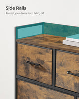 SONGMICS Dresser for Bedroom Chest of Drawers Rustic Brown and Black - 45-Degree Angle