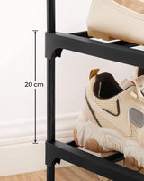 SONGMICS 10 Tier Metal Shoe Rack for 50 Pairs of Shoes Black - Close-Up Angle