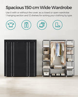 SONGMICS Non-Woven Fabric Wardrobe Bedroom Furniture Storage Black - Close-Up Angle