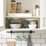 SONGMICS Cabinet Shelf Organizers Set of 2 Metal Kitchen Counter Shelves Rustic Brown - Side View