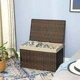 SONGMICS Storage Basket with Lid 160L Metal Frame Brown - Rear View