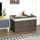 SONGMICS Storage Basket with Lid 160L Metal Frame Brown - Close-Up Angle