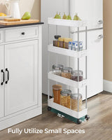 SONGMICS 4-Tier Slide Out Slim Rolling Storage Cart White - Front View