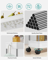 SONGMICS 4-Tier Slide Out Slim Rolling Storage Cart White - Side View