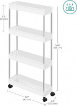 SONGMICS 4-Tier Slide Out Slim Rolling Storage Cart White - Top-Down View