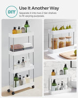 SONGMICS 4-Tier Slide Out Slim Rolling Storage Cart White - Rear View