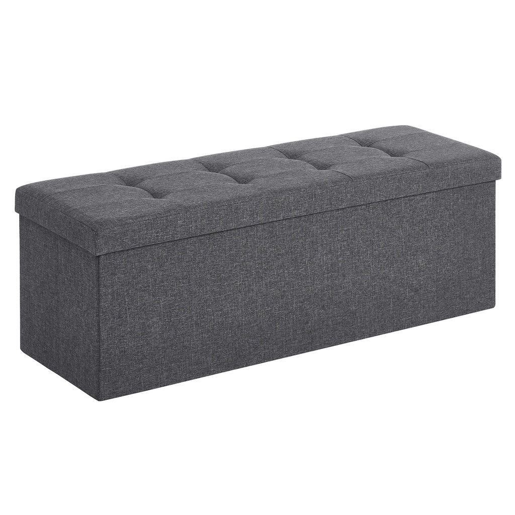 Chesterfield Style Dark Gray Folding Storage Ottoman Bench with 120L Capacity