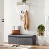 Chesterfield Style Dark Gray Folding Storage Ottoman Bench with 120L Capacity - Top-Down View