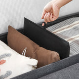 Chesterfield Style Dark Gray Folding Storage Ottoman Bench with 120L Capacity - 45-Degree Angle