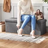 Chesterfield Style Dark Gray Folding Storage Ottoman Bench with 120L Capacity - Rear View
