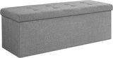 Elegant Light Grey Storage Ottoman Bench with 120L Capacity - Side View