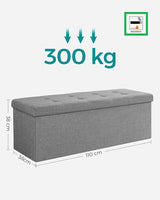 Elegant Light Grey Storage Ottoman Bench with 120L Capacity - Top-Down View