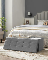 Elegant Light Grey Storage Ottoman Bench with 120L Capacity - Front View