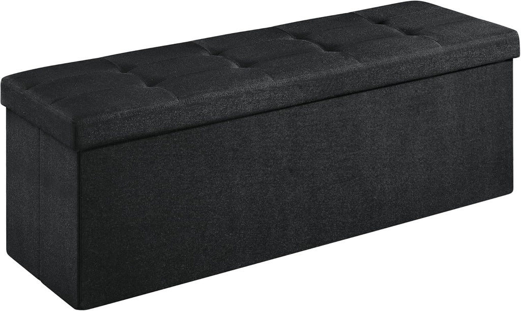 SONGMICS 110cm Multi-Functional Foldable Storage Bench in Black
