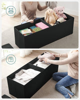 SONGMICS 110cm Multi-Functional Foldable Storage Bench in Black - Top-Down View