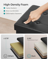 SONGMICS 43-Inch Black Folding Storage Ottoman Bench with 660 lb Capacity - Extra Image