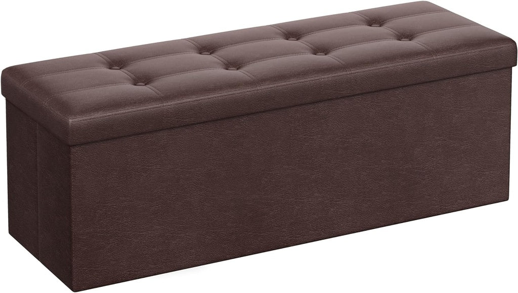 SONGMICS 110cm Versatile Folding Storage Ottoman Bench in Brown