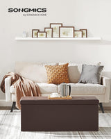 SONGMICS 110cm Versatile Folding Storage Ottoman Bench in Brown