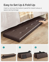 SONGMICS 110cm Versatile Folding Storage Ottoman Bench in Brown - 45-Degree Angle