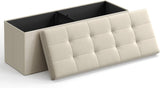 Beige SONGMICS 109cm Multi-Functional Folding Storage Bench Ottoman - Front View