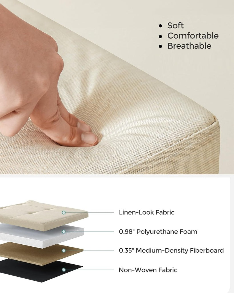 Beige SONGMICS 109cm Multi-Functional Folding Storage Bench Ottoman