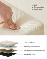 Beige SONGMICS 109cm Multi-Functional Folding Storage Bench Ottoman - Close-Up Angle