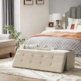 Beige SONGMICS 109cm Multi-Functional Folding Storage Bench Ottoman - Low Angle